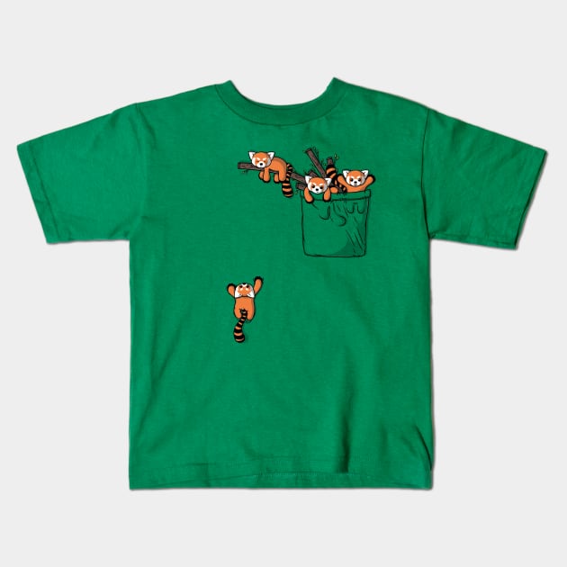 Pocket Red Panda Bears Kids T-Shirt by Beka